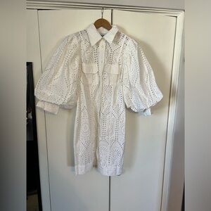 Ganni White Eyelet Dress